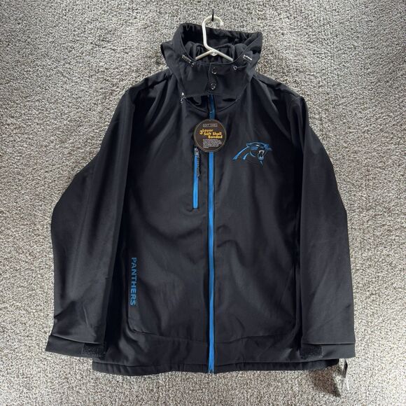 Carolina Panthers 3 Layer Soft Shell Jacket Mens Extra Large Black Full Zip New